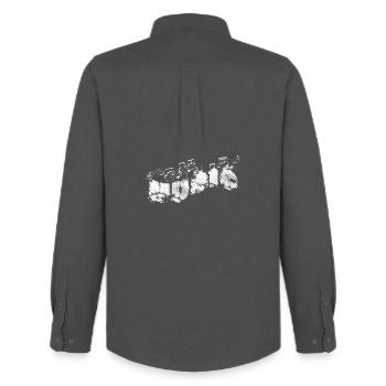 MUSIC Typo with Sheet Music - Men's Oxford Shirt by Stanley/Stella - anthracite - Back - AI Model Male 185 dark (185cm)