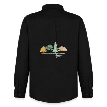 Arbre de la forêt, Nature libre, Forêt mixte, Illustration d’automne - Chemise Oxford homme Stanley/Stella - noir - Dos - AI Model Male 185 dark (185cm)