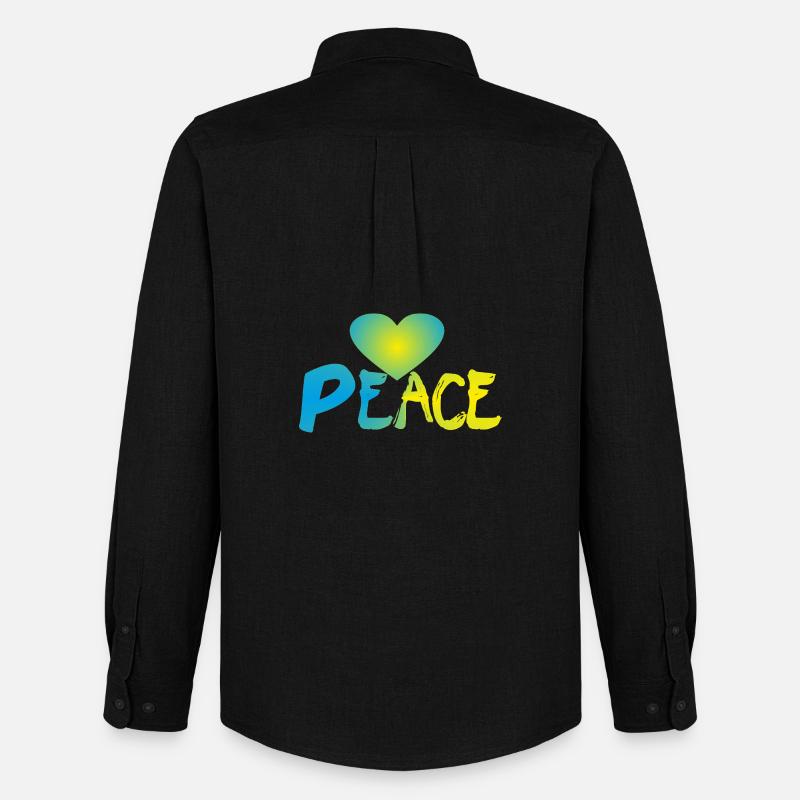 Peace Herz Frieden Friedenszeichen - Männer Oxford Hemd von Stanley/Stella - Schwarz
