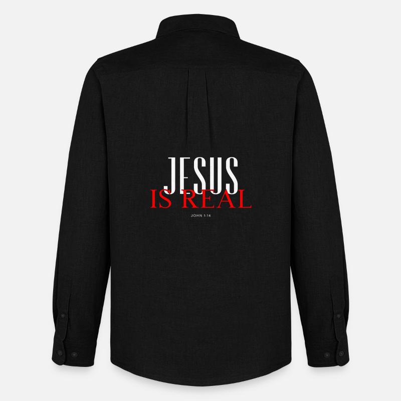 Jesus ist real! - Männer Oxford Hemd von Stanley/Stella - Schwarz