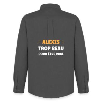 Alexis Trop Beau Pour Être Vrai - Chemise Oxford homme Stanley/Stella - charbon - Dos - AI Model Male 185 dark (185cm)
