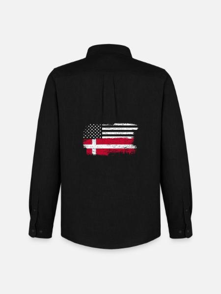 Grunge US Danish Flag Fusion - Men's Oxford Shirt by Stanley/Stella - black