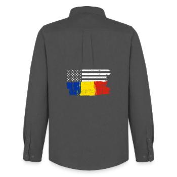 Flag Brush Fusion - Men's Oxford Shirt by Stanley/Stella - anthracite - Back - AI Model Male 185 dark (185cm)