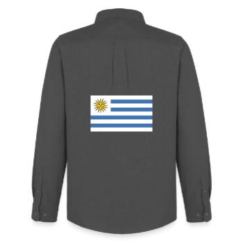 Uruguay National Flag - Men's Oxford Shirt by Stanley/Stella - anthracite - Back - AI Model Male 185 dark (185cm)