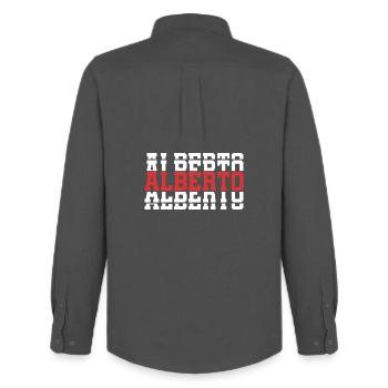 Alberto t-shirt t-shirt idée cadeau texte empilé - Chemise Oxford homme Stanley/Stella - charbon - Dos - AI Model Male 185 dark (185cm)