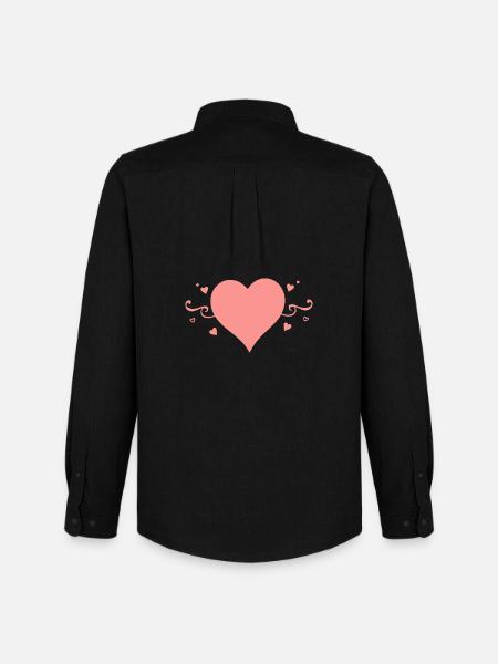 Valentines Pink Heart, Valentine's Day - Men's Oxford Shirt by Stanley/Stella - black