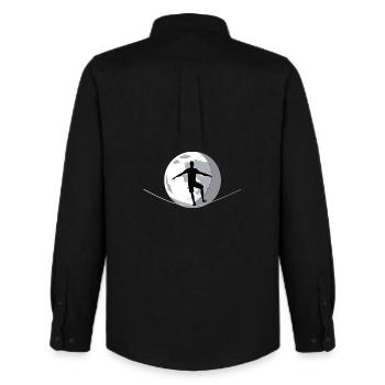 The Zen of Balance: Slacklining by the Moon - Men's Oxford Shirt by Stanley/Stella - black - Back - AI Model Male 185 dark (185cm)