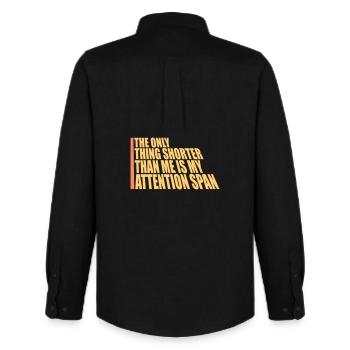 La seule chose plus petite que moi, c’est mon attention - Chemise Oxford homme Stanley/Stella - noir - Dos - AI Model Male 185 dark (185cm)
