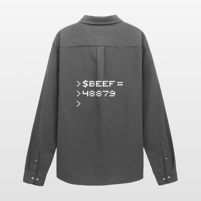 BEEF 8-Bit Code Nerd Pixel Terminal Retro Männer Oxford Hemd von Stanley/Stella