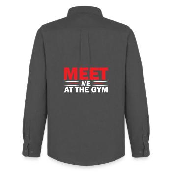 Motivational Saying Fitness Workout Design - Men's Oxford Shirt by Stanley/Stella - anthracite - Back - AI Model Male 185 dark (185cm)