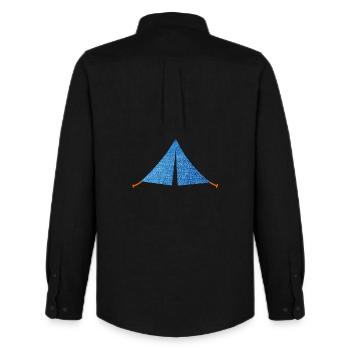 Zelt Jeans Muster Camping Camper zelten Van Life - Männer Oxford Hemd von Stanley/Stella - Schwarz - Hinten - AI Model Male 185 dark (185cm)