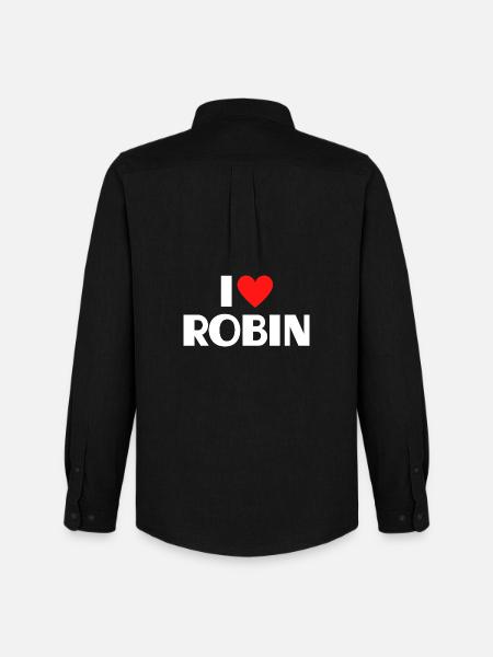 Ich liebe Robin rotes Herz Retro Statement  - Männer Oxford Hemd von Stanley/Stella - Schwarz