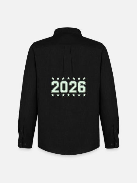 2026 Retro Block Font with Stars - Men's Oxford Shirt by Stanley/Stella - black