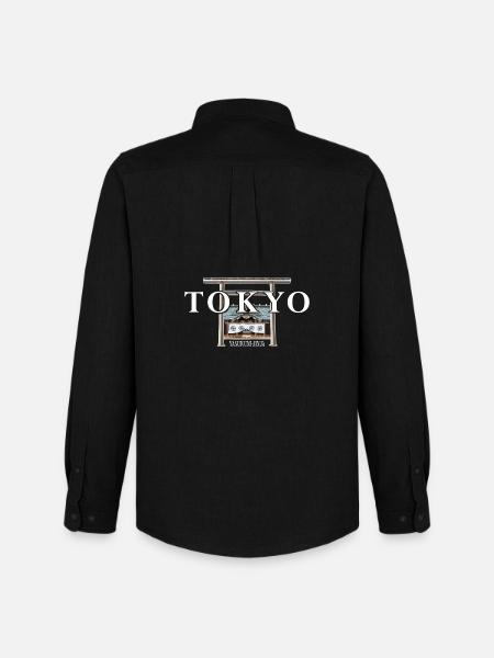 Tokyo, Yasukuni Jinja, Hand Drawing Japan - Men's Oxford Shirt by Stanley/Stella - black