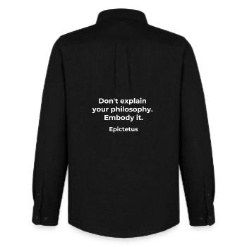 Épictète Philosophie Citation Design - Chemise Oxford homme Stanley/Stella - noir - Dos - AI Model Male 185 dark (185cm)