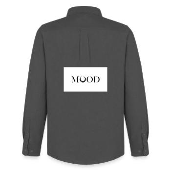 MOOD Minimal Typography Design - Men's Oxford Shirt by Stanley/Stella - anthracite - Back - AI Model Male 185 dark (185cm)