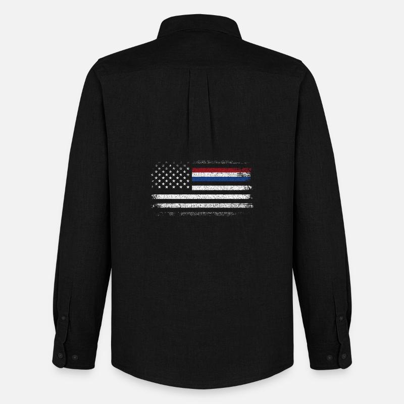 Drapeau américain robuste avec accent bleu - Chemise Oxford homme Stanley/Stella - noir