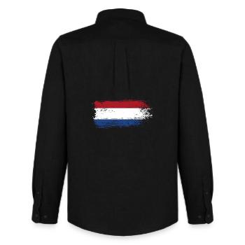 Pinselstrich Holländische Trikolore - Männer Oxford Hemd von Stanley/Stella - Schwarz - Hinten - AI Model Male 185 dark (185cm)