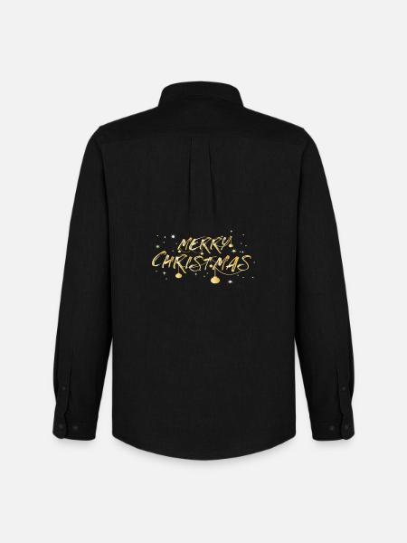 Police dorée Joyeux Noël - Chemise Oxford homme Stanley/Stella - noir