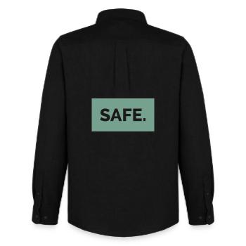 safe sicher absolut 100prozent geschenkidee - Männer Oxford Hemd von Stanley/Stella - Schwarz - Hinten - AI Model Male 185 dark (185cm)