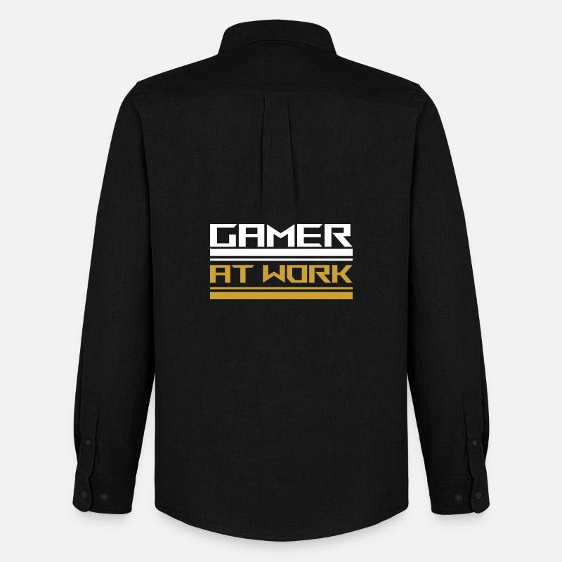 Gamer at work white - Männer Oxford Hemd von Stanley/Stella - Schwarz