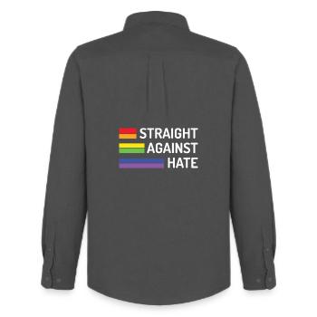 Pride Month - Straight Against Hate - Men's Oxford Shirt by Stanley/Stella - anthracite - Back - AI Model Male 185 dark (185cm)