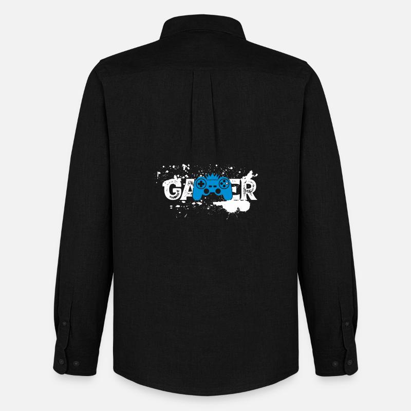 Gamer Splash Controller - Männer Oxford Hemd von Stanley/Stella - Schwarz