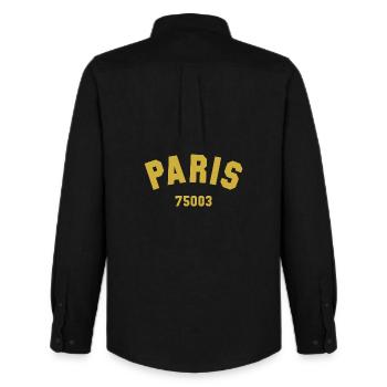 3e arrondissement de PARIS - Chemise Oxford homme Stanley/Stella - noir - Dos - AI Model Male 185 dark (185cm)