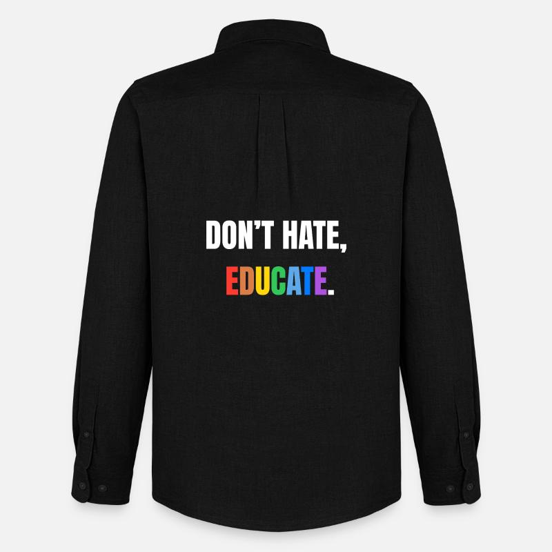 Don’t Hate, Educate | Bunte Botschaft - Männer Oxford Hemd von Stanley/Stella - Schwarz