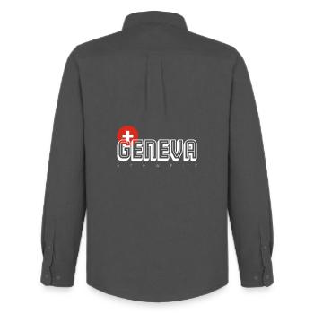 Geneva - Men's Oxford Shirt by Stanley/Stella - anthracite - Back - AI Model Male 185 dark (185cm)