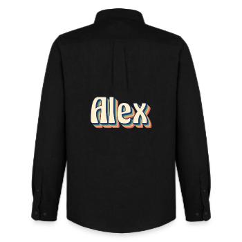 Alex t-shirt retro vintage t-shirt gift idea - Men's Oxford Shirt by Stanley/Stella - black - Back - AI Model Male 185 dark (185cm)