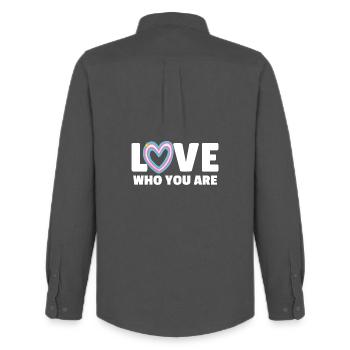 Transgender. Love who you are - Men's Oxford Shirt by Stanley/Stella - anthracite - Back - AI Model Male 185 dark (185cm)