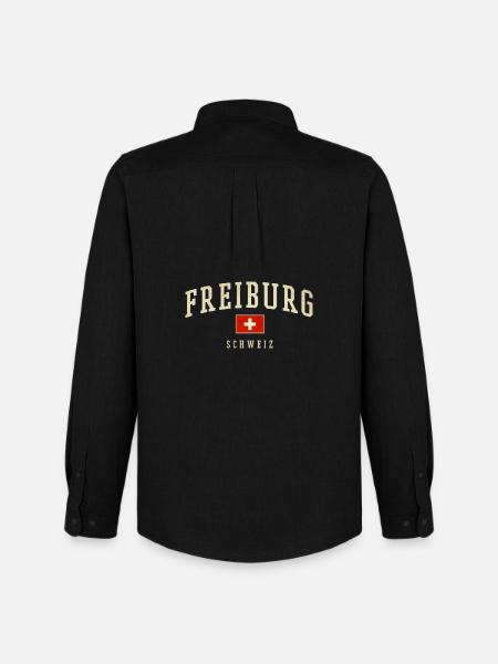 Freiburg Schweiz Emblem - Männer Oxford Hemd von Stanley/Stella - Schwarz