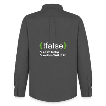 false - Lustiger Programmierer Spruch - Männer Oxford Hemd von Stanley/Stella - Anthrazit - Hinten - AI Model Male 185 dark (185cm)