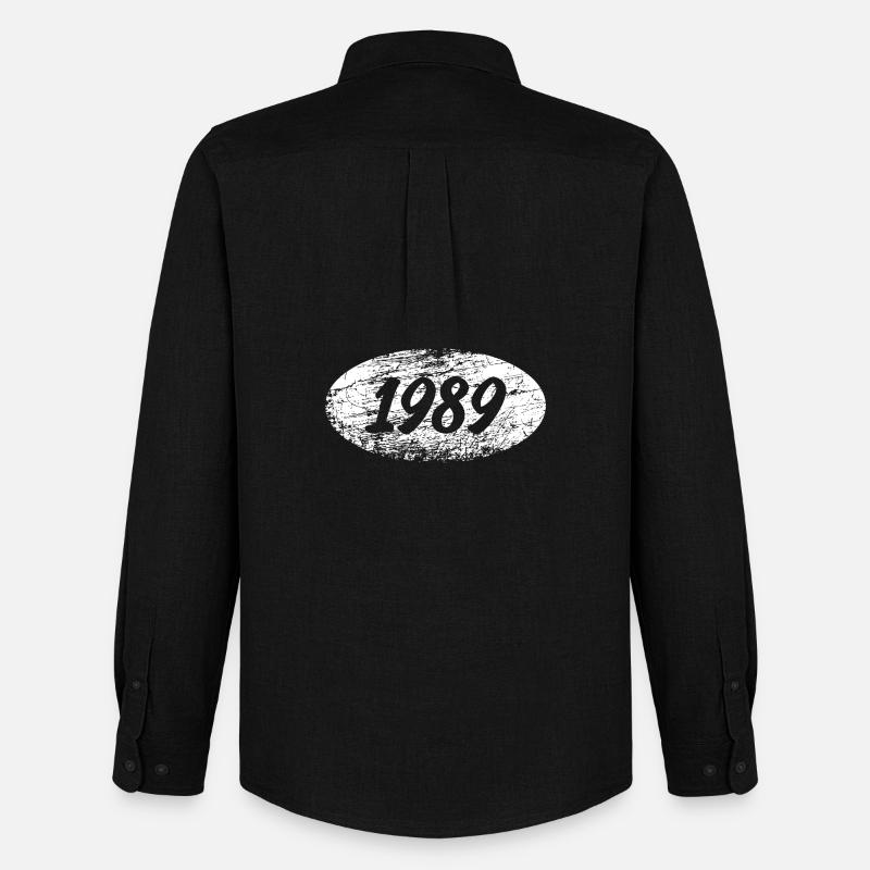 Freizeit 1989 - Männer Oxford Hemd von Stanley/Stella - Schwarz