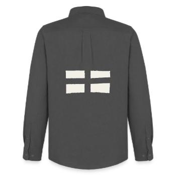 England Flag - Red Background - Men's Oxford Shirt by Stanley/Stella - anthracite - Back - AI Model Male 185 dark (185cm)
