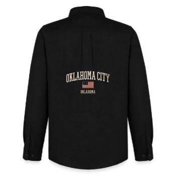 Oklahoma City Vintage Flag-Style - Men's Oxford Shirt by Stanley/Stella - black - Back - AI Model Male 185 dark (185cm)