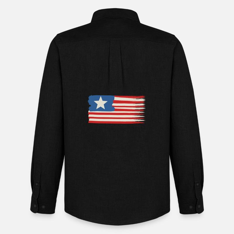 Ein Stern USA Flagge - Männer Oxford Hemd von Stanley/Stella - Schwarz