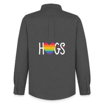Mois de la fierté LGBT - Câlins - Chemise Oxford homme Stanley/Stella - charbon - Dos - AI Model Male 185 dark (185cm)