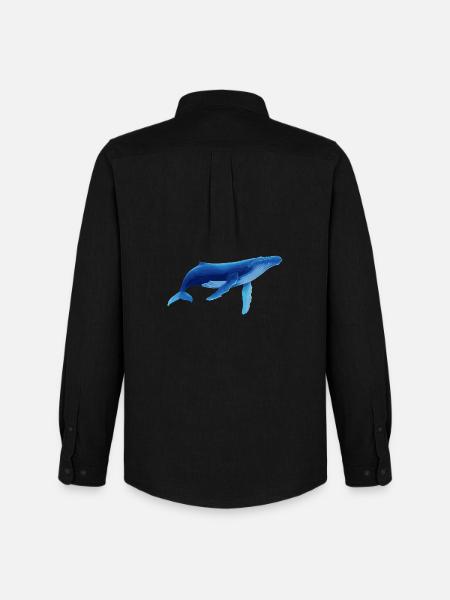 Whale in blue with sea patterns - Men's Oxford Shirt by Stanley/Stella - black