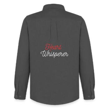 Chuchoteur de cœurs Saint-Valentin - Chemise Oxford homme Stanley/Stella - charbon - Dos - AI Model Male 185 dark (185cm)