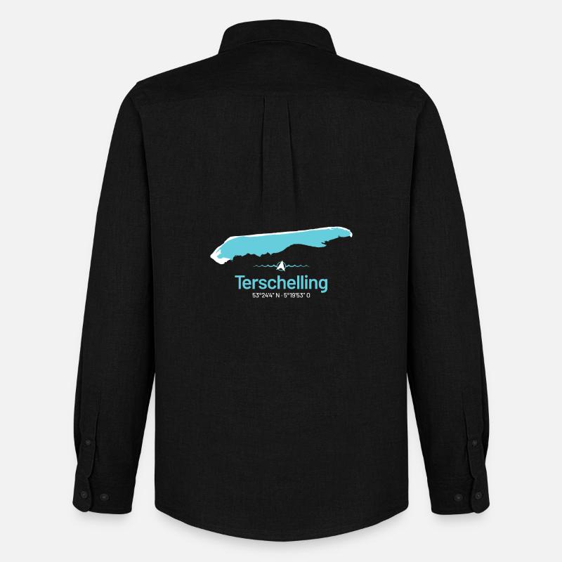 Terschelling | Design-Landkarte - Männer Oxford Hemd von Stanley/Stella - Schwarz