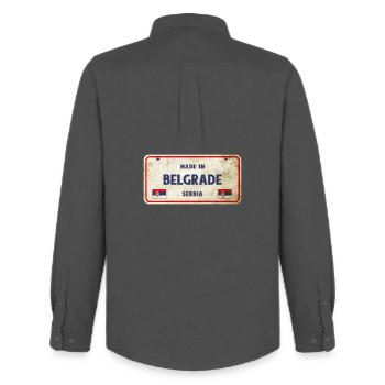 Belgrade Serbia vintage sign - Men's Oxford Shirt by Stanley/Stella - anthracite - Back - AI Model Male 185 dark (185cm)