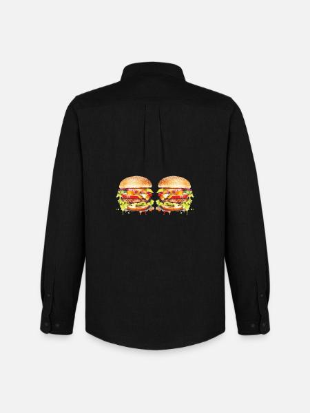 Explosion de l’aquarelle de Burger - Chemise Oxford homme Stanley/Stella - noir