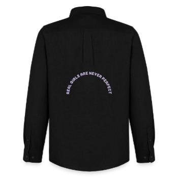 Les vraies filles ne sont jamais parfaites - Chemise Oxford homme Stanley/Stella - noir - Dos - AI Model Male 185 dark (185cm)