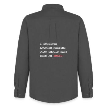 Survivre à une autre réunion aurait dû être un e-mail - Chemise Oxford homme Stanley/Stella - charbon - Dos - AI Model Male 185 dark (185cm)