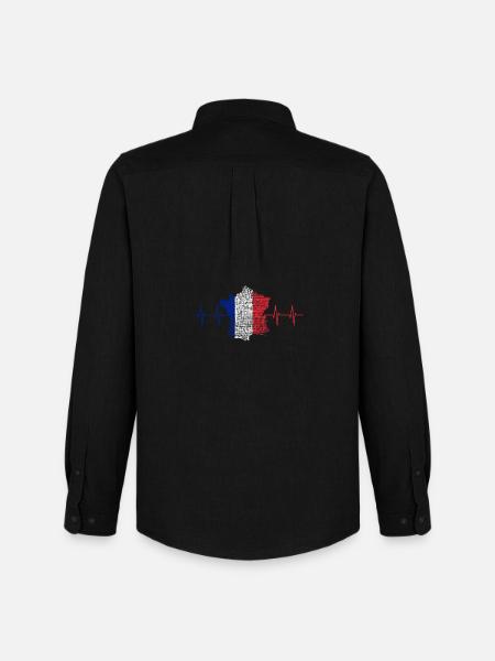 French Flag Heartbeat - Men's Oxford Shirt by Stanley/Stella - black