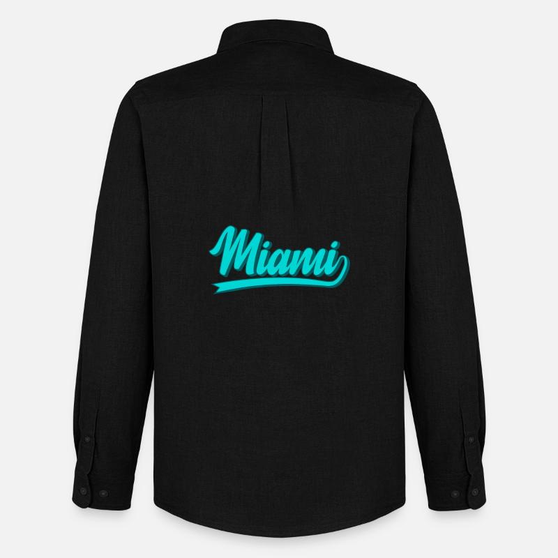 Miami Neon Script Turquoise - Männer Oxford Hemd von Stanley/Stella - Schwarz