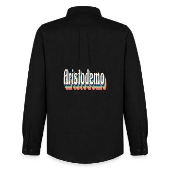 Aristodemo retro vintage t shirt - Men's Oxford Shirt by Stanley/Stella - black - Back - AI Model Male 185 dark (185cm)