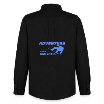 SNOWBOARD ADVENTURE - Men's Oxford Shirt by Stanley/Stella - black - Back - AI Model Male 185 dark (185cm)